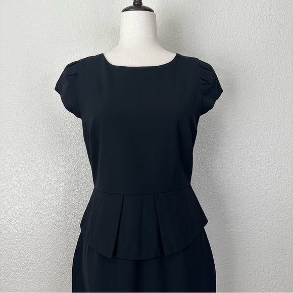 J. Crew Wool Blend Black Peplum Waist Dress, Size 4 - Picture 2 of 12